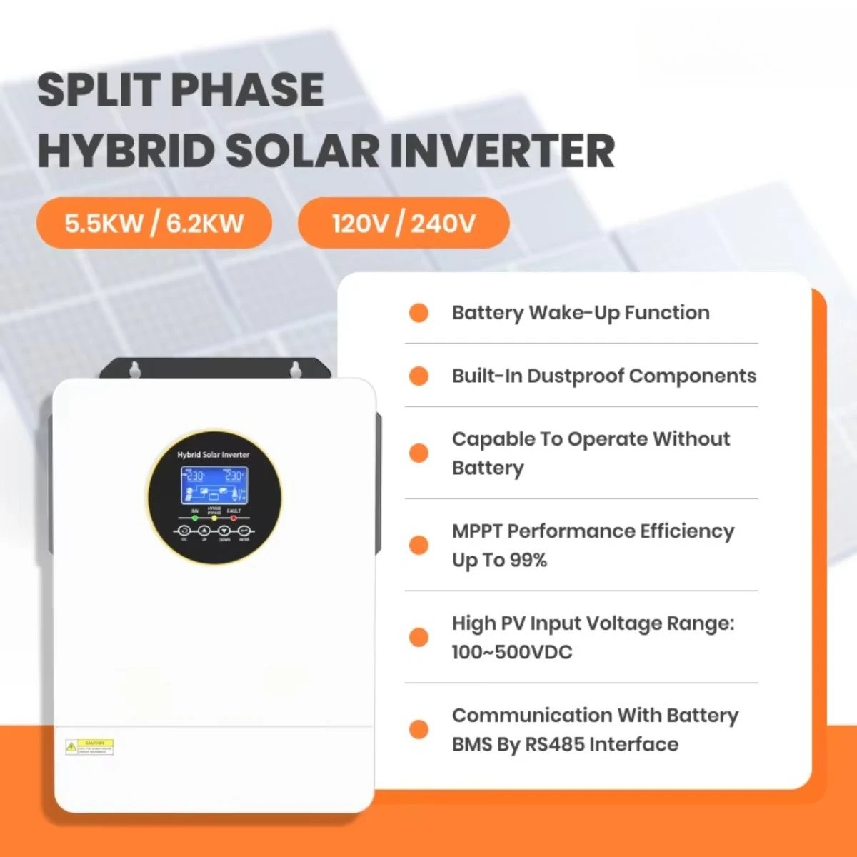 3kW 4kW 5kW 5,5kW 6kW 6200 Fas - Hybrid Solar Inverter 5.5Kw Mppt 48V recensie en prijs